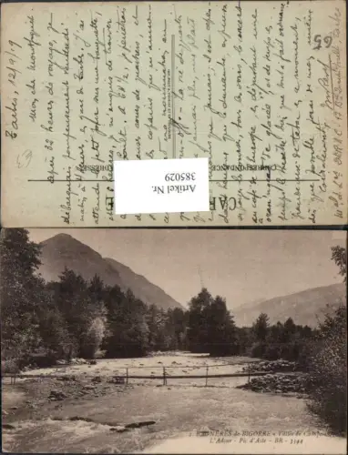 385029,Midi-Pyrenees Hautes-Pyrenees Bagneres-de-Bigorre Vallee de Campan Fluss Bergkulisse