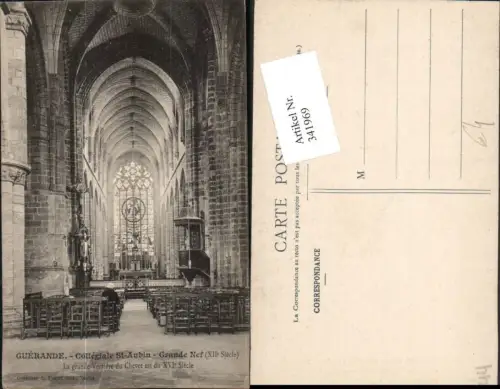 341969,Pays de la Loire Loire-Atlantique Guerande Collegiale St-Aubin Grande Nef Stiftskirche Interieur