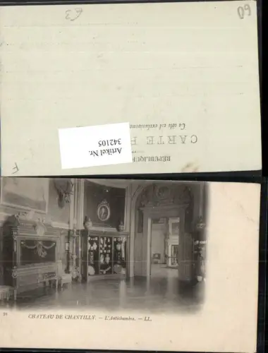 342105,Picardie Oise Chateau de Chantilly Antichambre Schloss Interieur