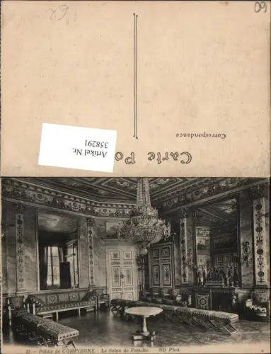 358291,Picardie Oise Palais de Compiegne Le Salon de Famille Innenansicht Luster