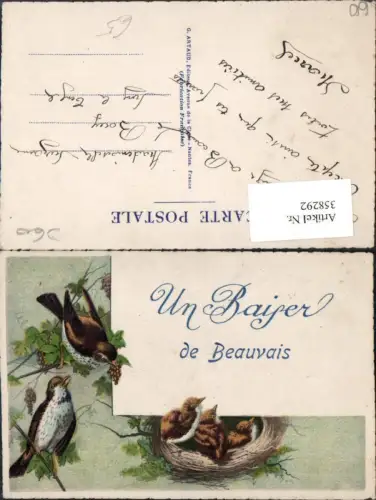 358292,Picardie Oise Un Baiser de Beauvais Vögel Nest Weintrauben