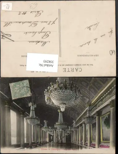 358293,Picardie Oise Chateau de Compiegne Salle des Fetes Saal Luster