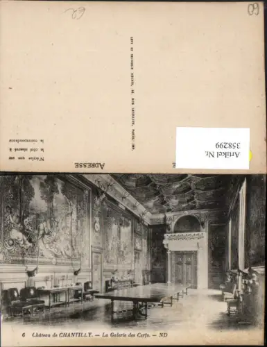 358299,Picardie Oise Chateau de Chantilly La Galerie des Certs Innenansicht
