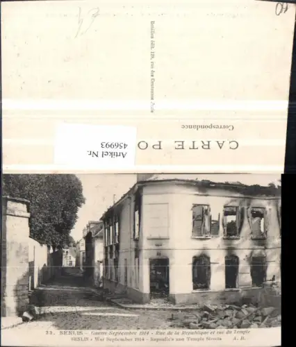 456993,Picardie Oise Senlis Rue Republique et rue Temple Zerstörung
