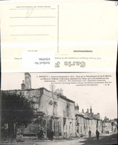 456996,Picardie Oise Senlis Rue Republique Maison Simon Zerstörung
