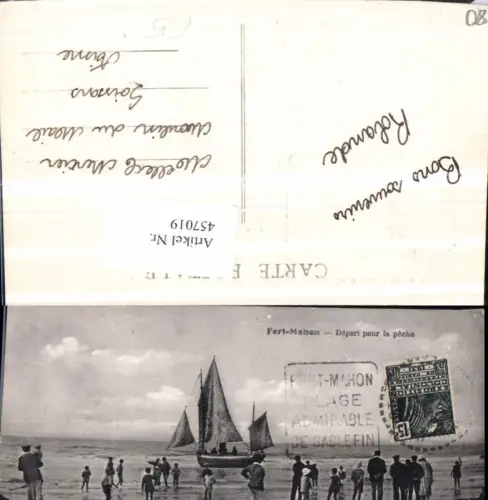 457019,Picardie Somme Fort-Mahon Plage Strandleben Strand Segelboot