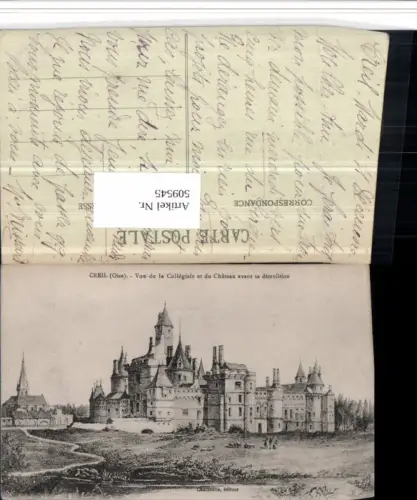 509545,Picardie Oise Creil Vue de la Collegiale et du Chateau Schloss