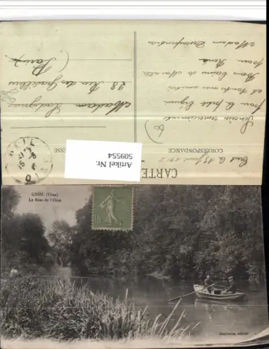 509554,Picardie Oise Creil Le Bras de l'Oise Fluss Ruderboot