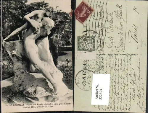 332824,Poitou-Charentes Charente-Maritime La Rochelle Jardin des Plantes Leandre Statue Akt