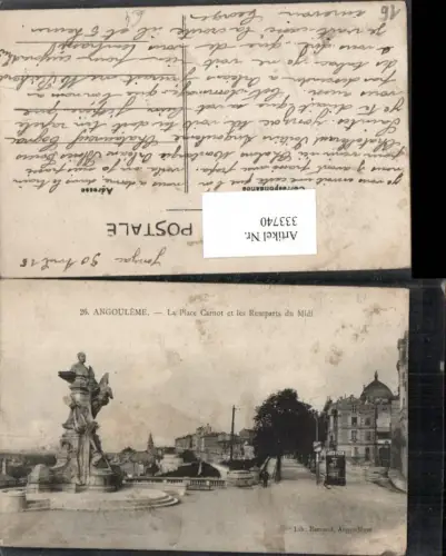 333740,Poitou-Charentes Charente Angouleme La Place Carnot et les Remparts du Midi Denkmal