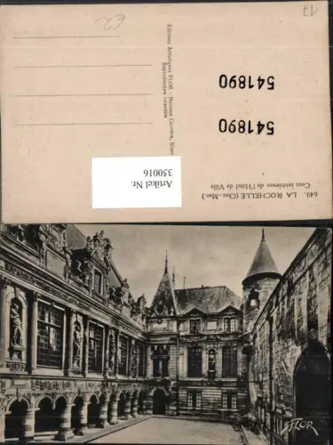 350016,Poitou-Charentes Charente-Maritime La Rochelle Cour interieure de l'Hotel de Ville Rathaus