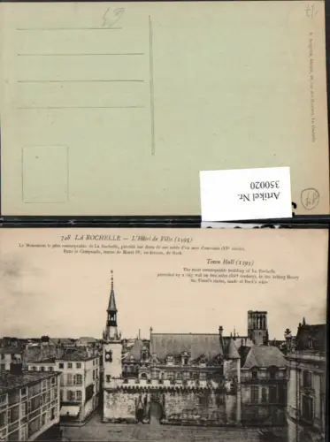 350020,Poitou-Charentes Charente-Maritime La Rochelle L'Hotel de Ville Rathaus