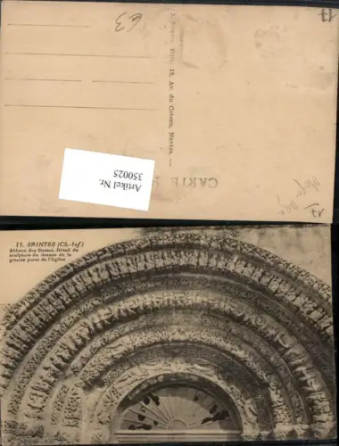 350025,Poitou-Charentes Charente-Maritime Saintes Abbaye des Dames Detail de sculpture Relief