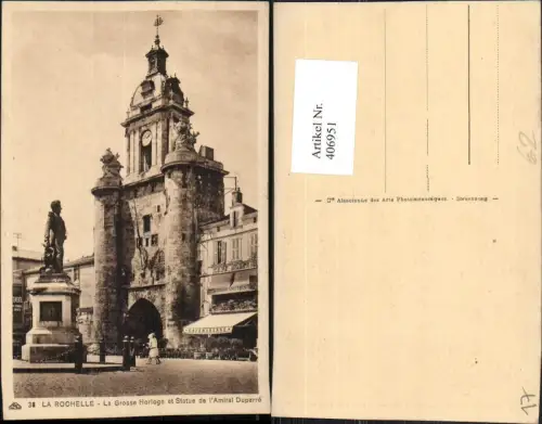 406951,Poitou-Charentes Charente-Maritime La Rochelle La Grosse Horloge et Statue Duperre