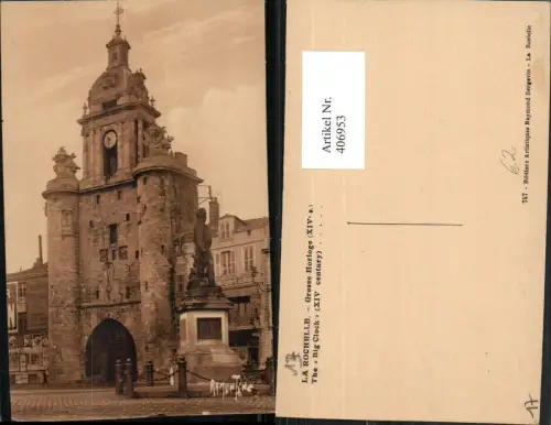 406953,Poitou-Charentes Charente-Maritime La Rochelle Grosse Horloge Uhr Tor Statue