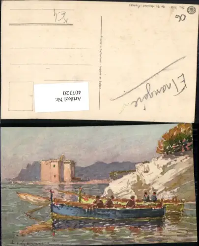 407320,Künstler AK Provence-Alpes-Cote-Azur Alpes-Maritimes Ile St. Honorat Boote Schloss Burg