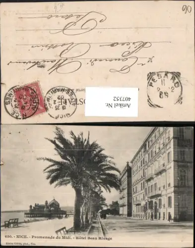 407352,Provence-Alpes-Cote-Azur Alpes-Maritimes Nice Nizza Promenade du Midi Hotel Beau Rivage