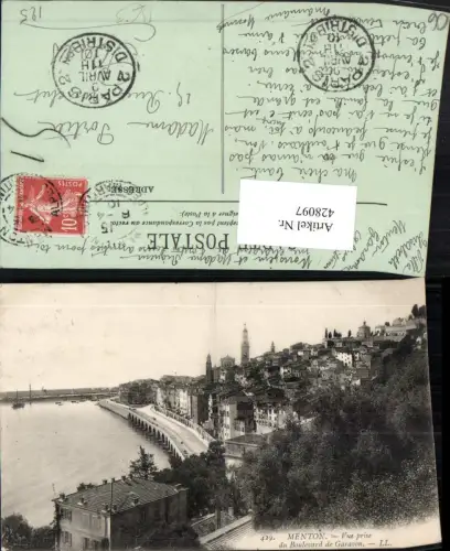 428097,Provence-Alpes-Cote-Azur Alpes-Maritimes Menton Vue prise du Boulevard Garavon Totale