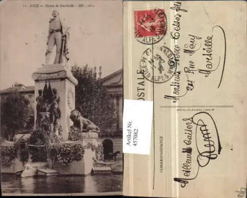 457082,Provence-Alpes-Cote-Azur Alpes-Maritimes Nice Nizza Statue Garibaldi Denkmal