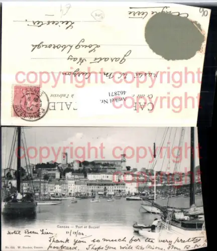 462871,Provence-Alpes-Cote-Azur Alpes-Maritimes Cannes Port et Suquet Hafen Segelschiff