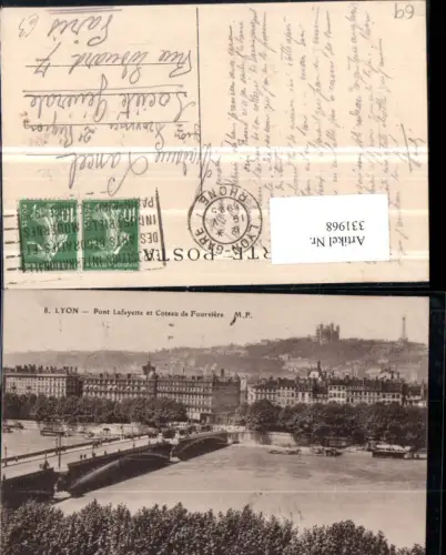 331968,Rhone-Alpes Rhone Lyon Pont Lafayette et Coteau de Fourviere Brücke