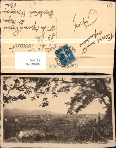 331969,Rhone-Alpes Rhone Lyon Vue prise de la terrasse du Passage Gay a Fourviere Totale