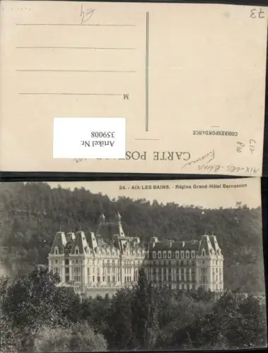 359008,Rhone-Alpes Savoie Aix-les-Bains Regina Grand Hotel Bernascon