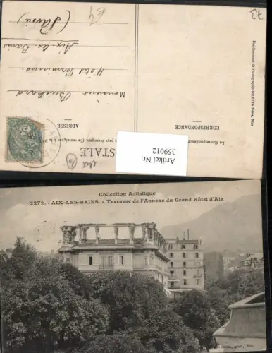 359012,Rhone-Alpes Savoie Aix-les-Bains Terrasse de l'Annexe du Grand Hotel d'Aix