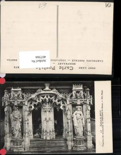 407566,Rhone-Alpes Ain Eglise de Brou Figures mausolee Philibert le Beau Mausoleum
