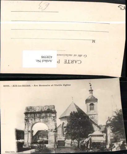 428598,Rhone-Alpes Savoie Aix-les-Bains Arc Romain et Vieille Eglise Kirche