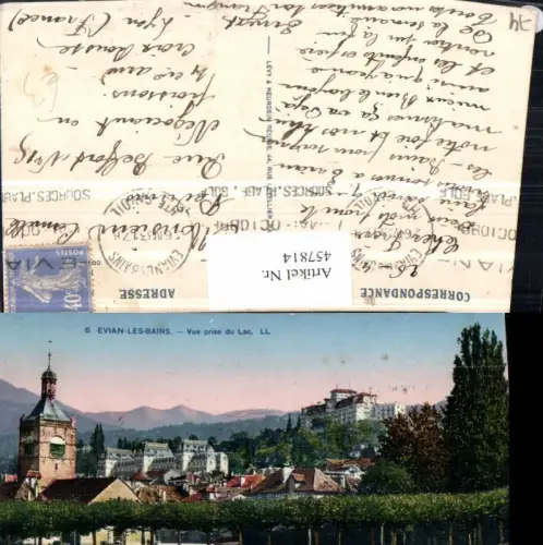 457814,Rhone-Alpes Haute-Savoie Evian-les-Bains Vue prise du Lac Teilansicht