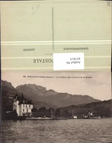 457815,Rhone-Alpes Haute-Savoie Menthon Pavillon Fleurs Dampfer