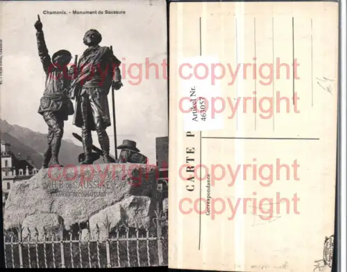 463057,Rhone-Alpes Haute-Savoie Chamonix Monument Saussure Statue