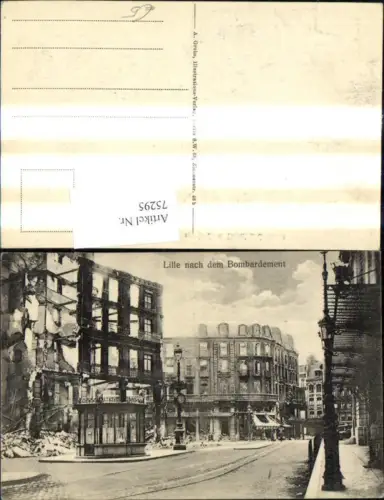 75295,Lille n. d. Bombardement Zerstörte Häuser Gebäude