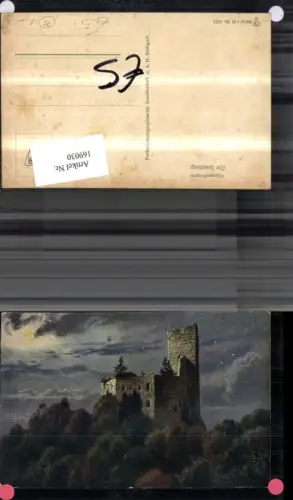 169030,Vogesenburgen Die Spesburg b. Mondschein sign W. Bürger