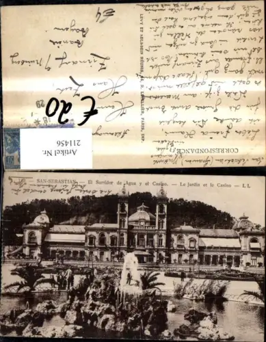 211456,San Sebastian El Surtidor de Agua y el Casino Le Jardin et le Casino Springbrunnen Brunnen