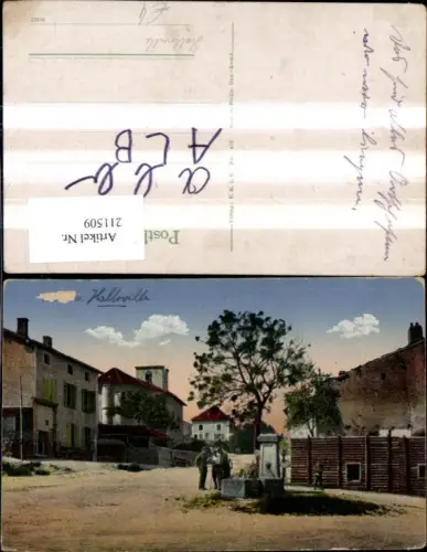 211509,Halloville Strassenansicht m. Personen Brunnen Männer