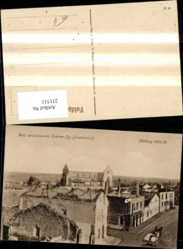 211511,Blick a. d. Zerschossene Somme-Py Feldzug 1914euro1915