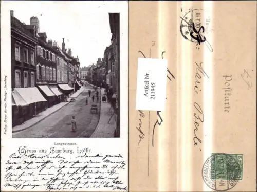 211945,Gruß aus Saarburg Lothringen Langestraße Straßenansicht Geschäfte