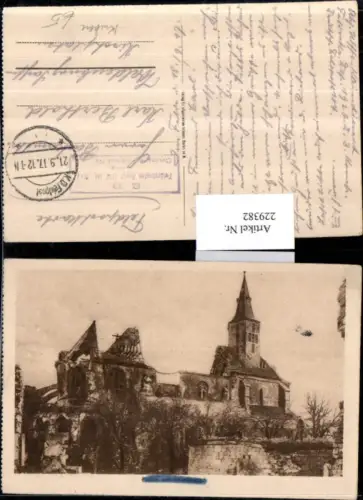 229382,Künstler AK Frankreich Lothringen Kirche von Montfaucon Meuse zerstörte Kirche WW1