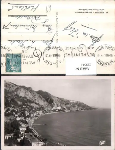 229541,Menton Vue sur Garavan et la Frontiere Italienne Teilansicht