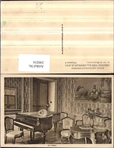 240214,Chateau-Vieux de Groslay Hotel Restaurant Pension Le Salon Innenansicht Klavier Mandoline