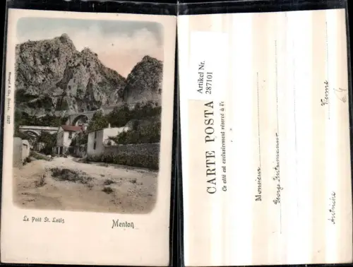 287101,Menton Le Pont S. Louis Brücke Bergkulisse pub Stengel e Co 6827