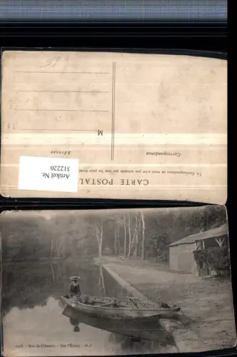 312220,Bois de Clamart Sur l'Etang Ruderboot Frau m. Hut