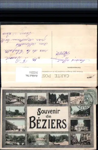 312231,Beziers Teilansicht Brücke Brunnen Gebäude Straßenansicht Mehrbildkarte