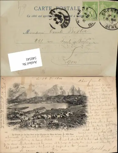 540541,France La Grave – Le Lac Noir et les Glaciers du Mont de Lans, Schafherde am See