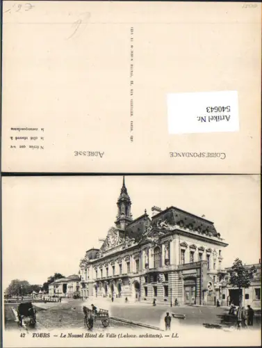 540643 France Tours Le Nouvel Hotel de Ville Rathaus Pferdewagen