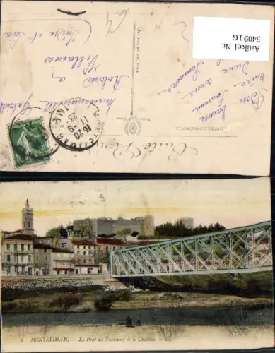 540916 France Montelimar Le Pont du Tramway et le Chateau Brücke