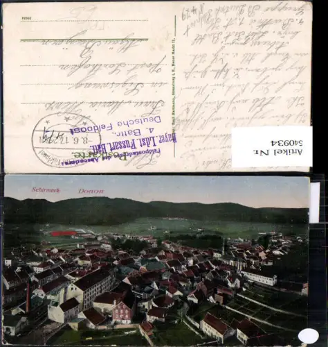 540934 France Schirmeck Donon Feldpost Bayer. Ldst.Fussart. Batl. 4 Battr. Deutsche FP