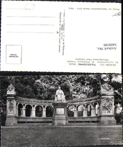 540938 France Foto AK Valenciennes Nord Le monument du Chroniqueur Froissart